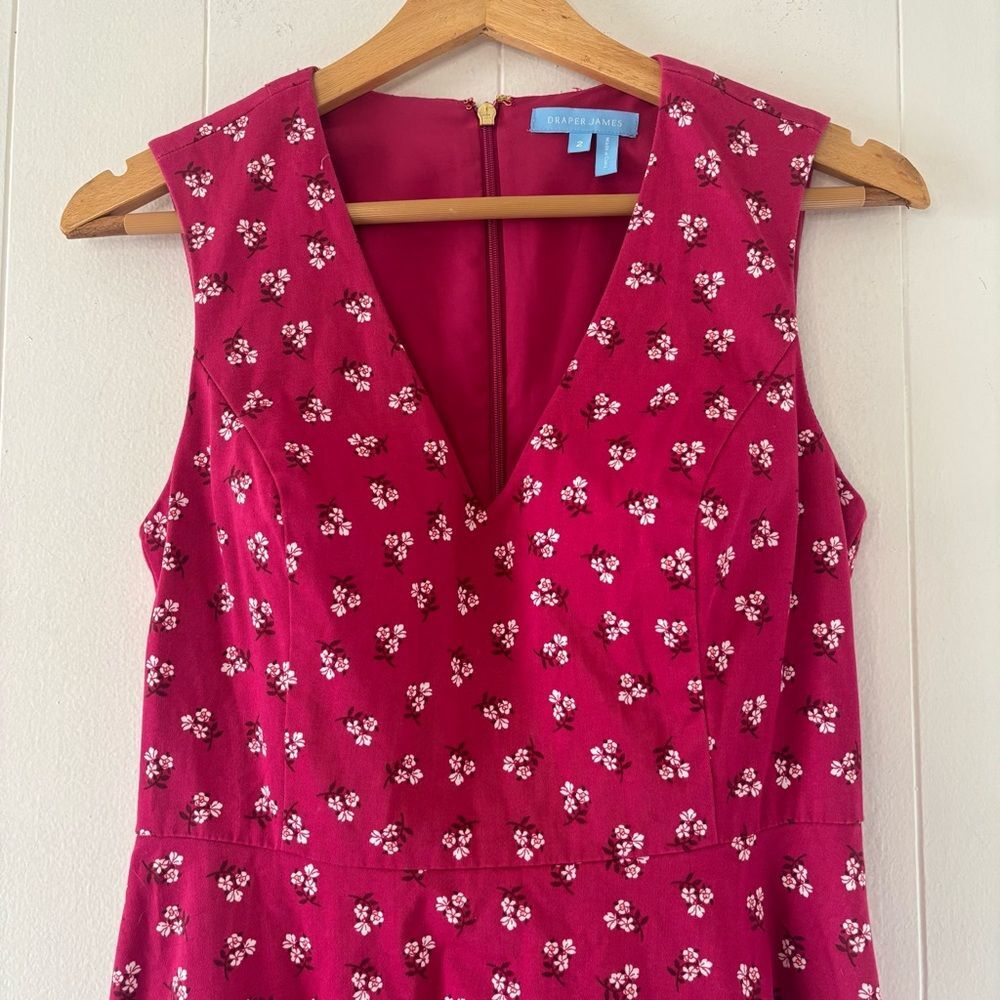 Draper James Cabernet Floral Love Circle Mini Dress Size 2 Pink Plunge V-Neck - Picture 6 of 13